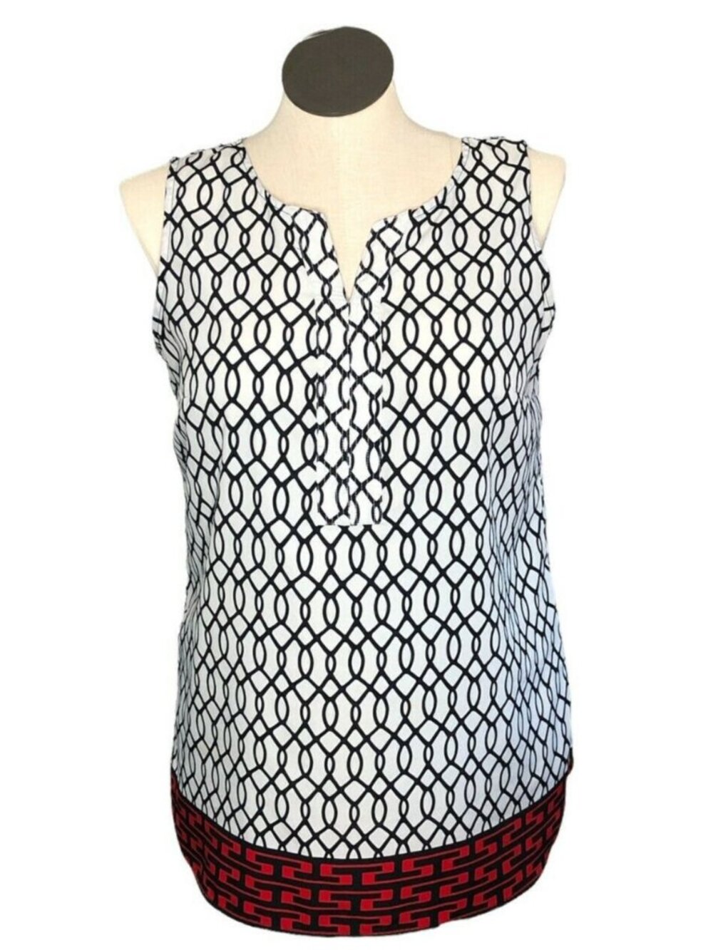 Croft & Barrow Women Large Sleeveless Top Shirt Blouse Geometric Career Work EUC